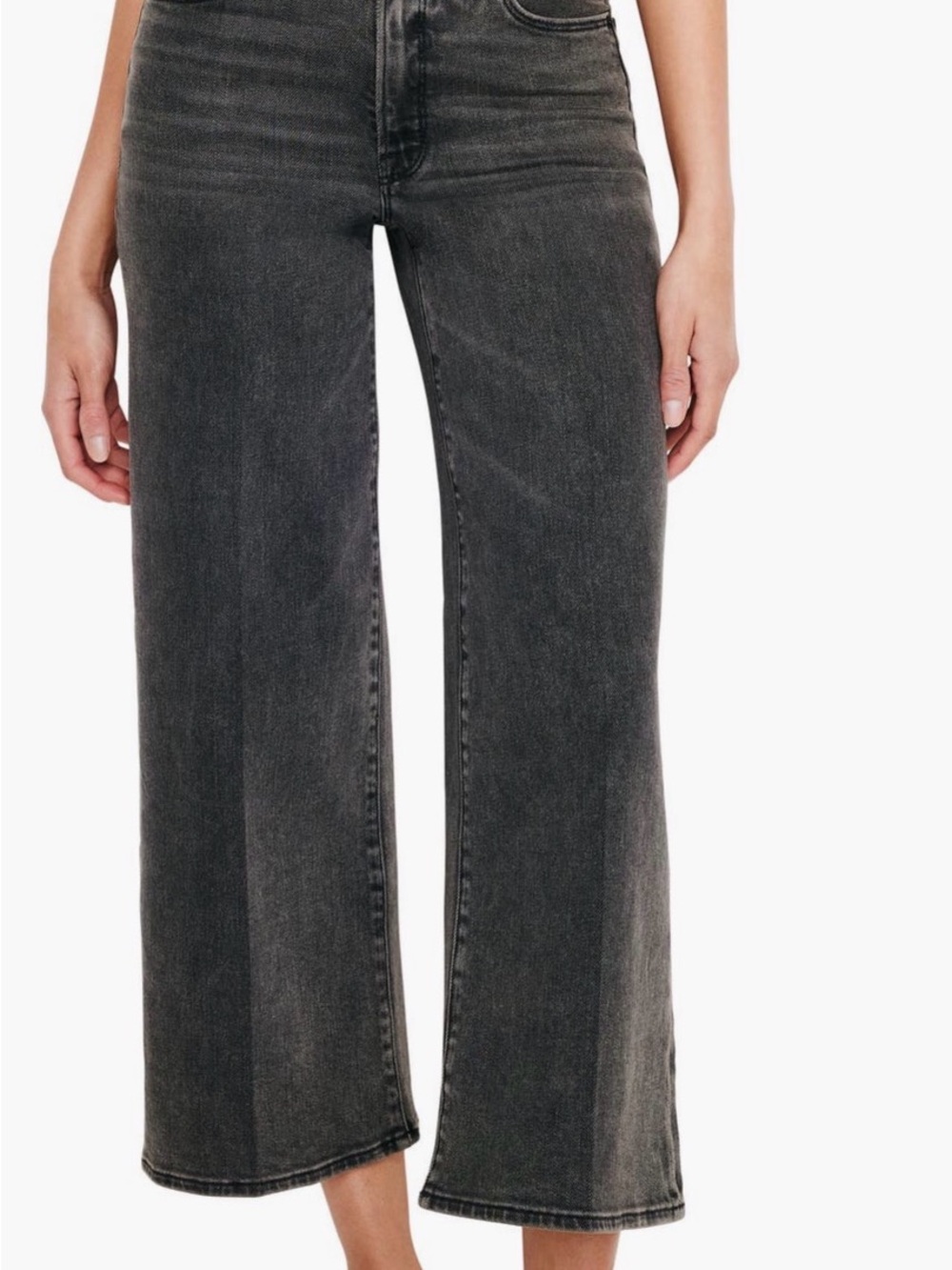 Good American Wide-Leg High-Rise Jeans in Washed Charcoal